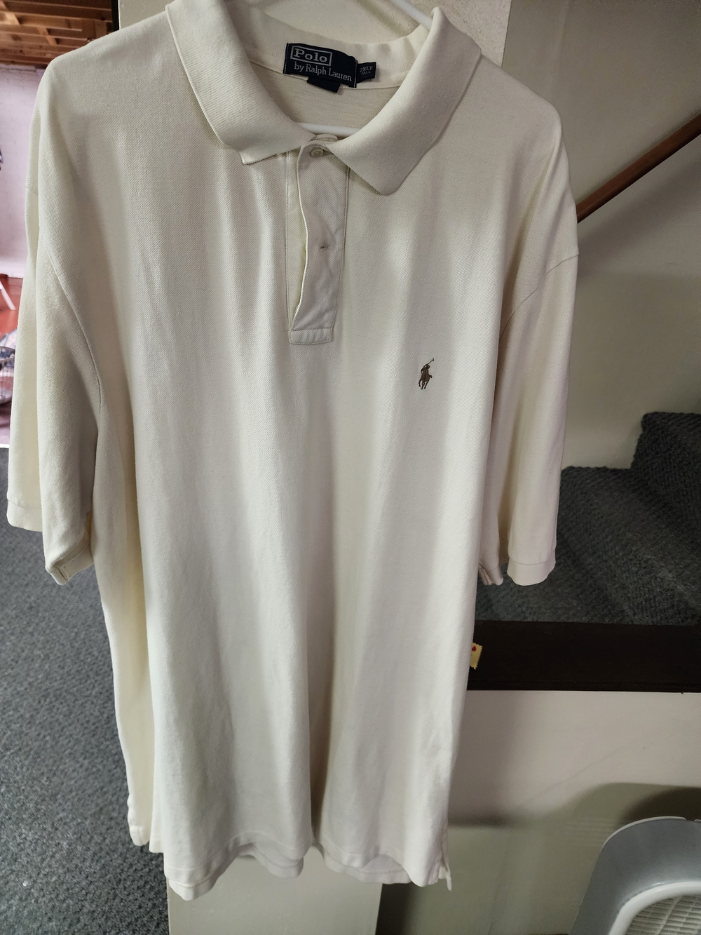 VTG 90's 2XLT Ralph Lauren Men’s Cream Polo Shirt Silver Tag